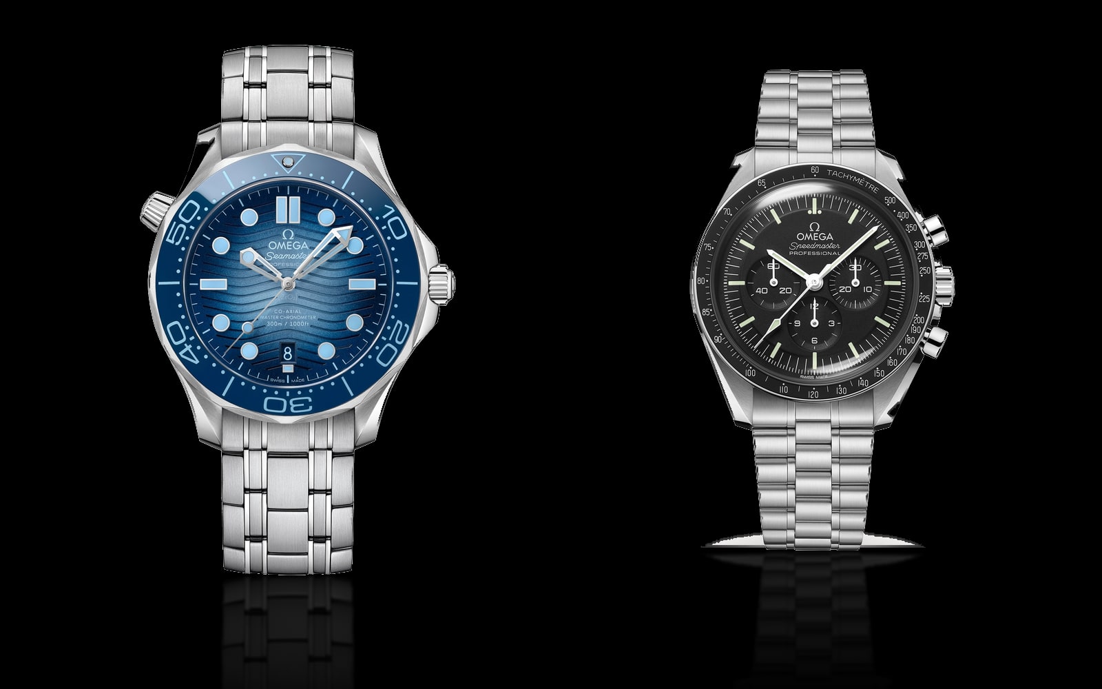 Omega Seamaster Diver 300M Co-Axial Master Chronometer and Omega New 2021 Speedmaster Moonwatch Professional Co-Axial Master Chronometer
