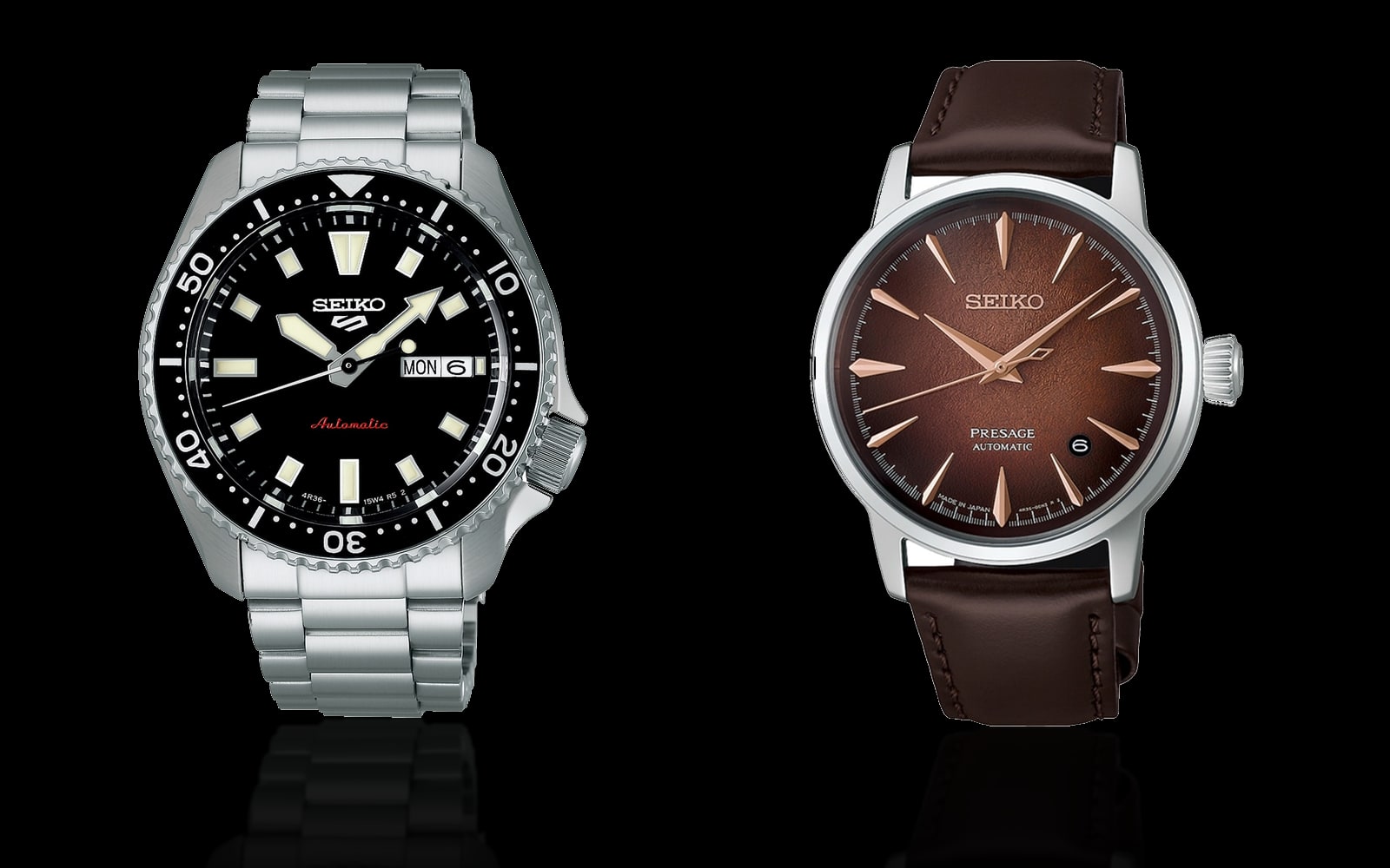 Seiko 5 Sports SKX Redux and Seiko Presage Cocktail Time Crushed Ice Whisky Mist