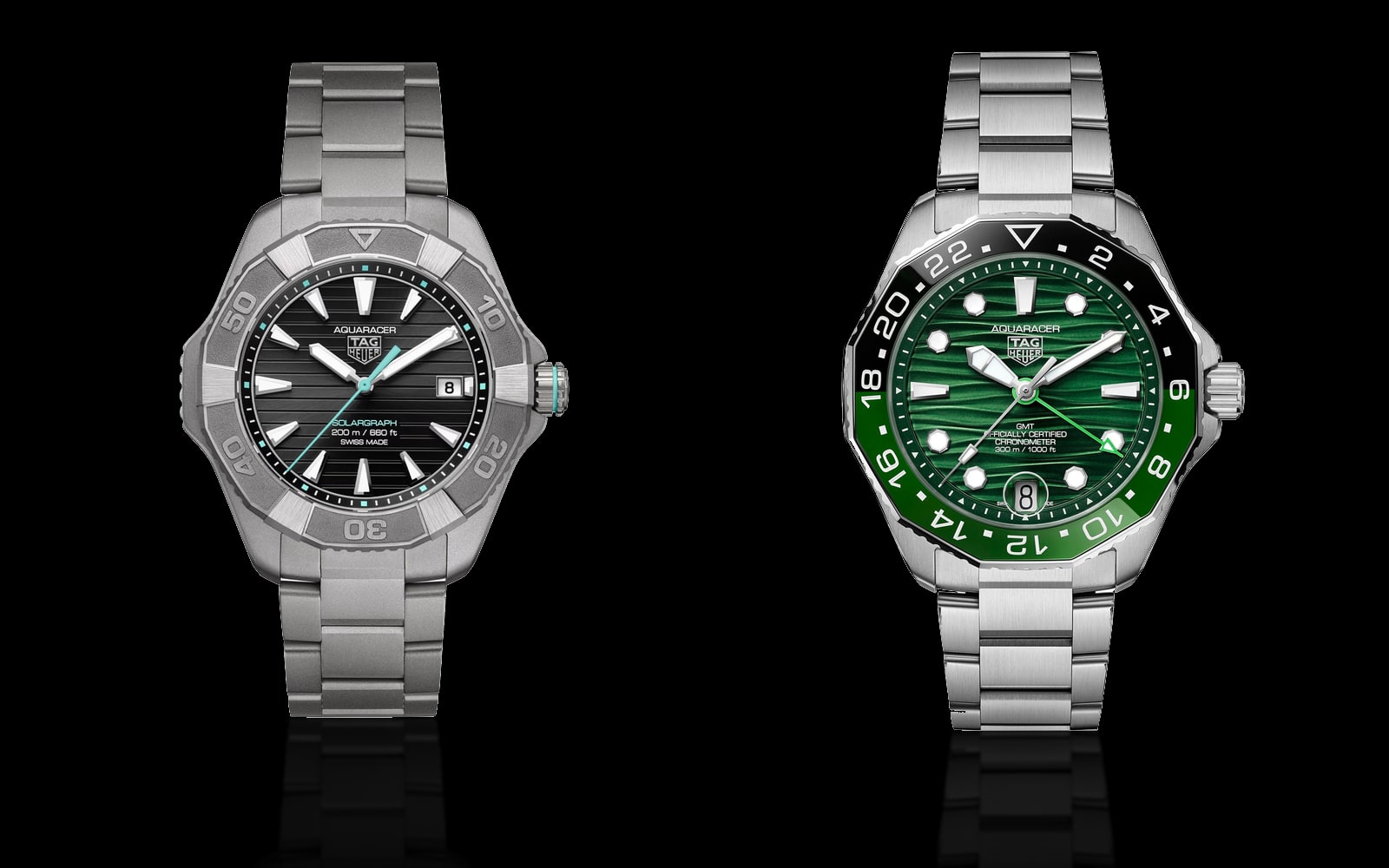 TAG Heuer Aquaracer Professional 200 Solargraph and TAG Heuer Aquaracer Professional 300 GMT