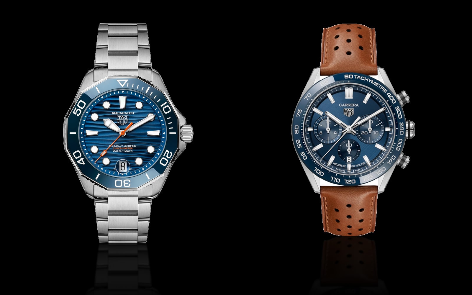 TAG Heuer Aquaracer Professional 300 Date and TAG Heuer Carrera Chronograph